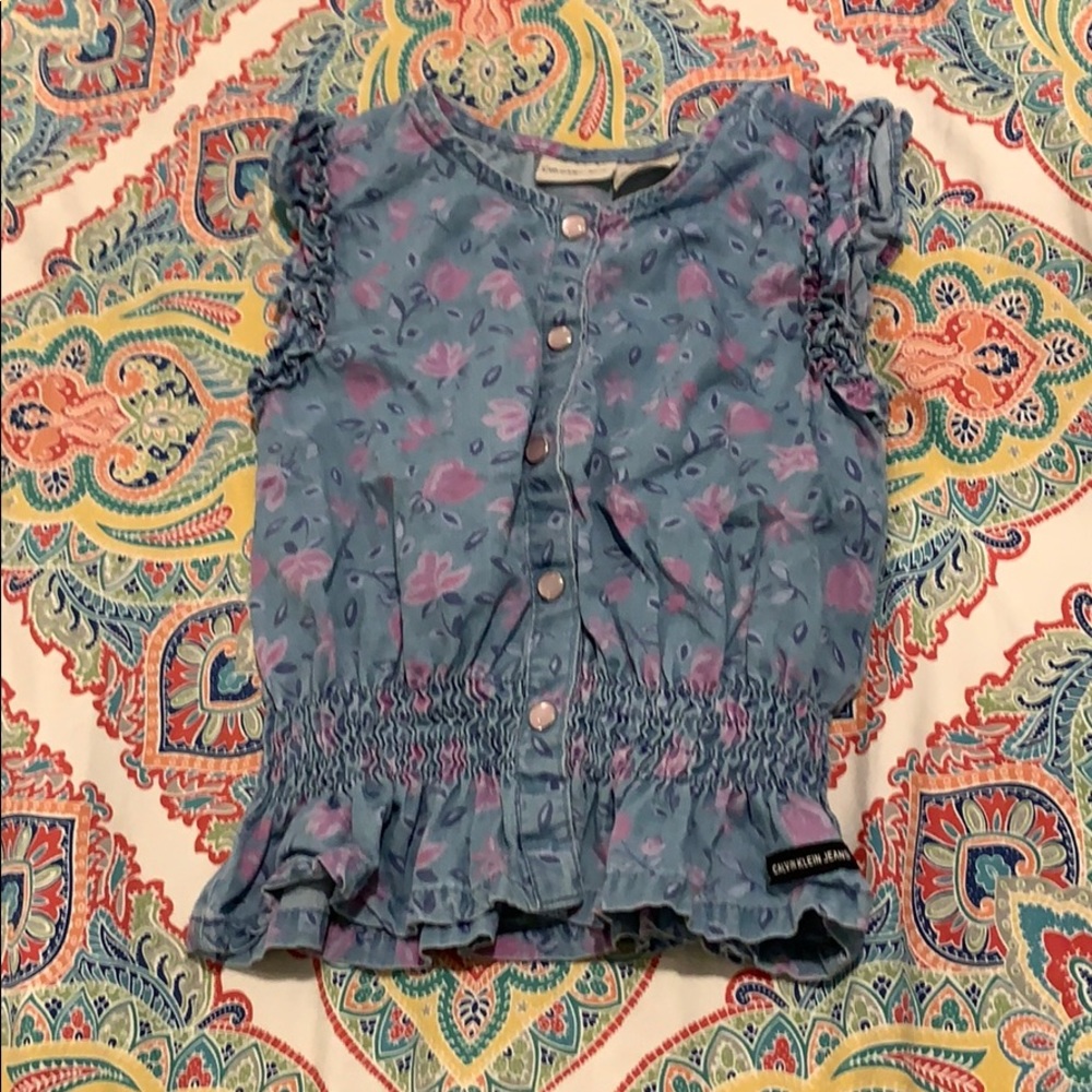 GIRLS CALVIN KLEIN JEANS blue and purple blouse